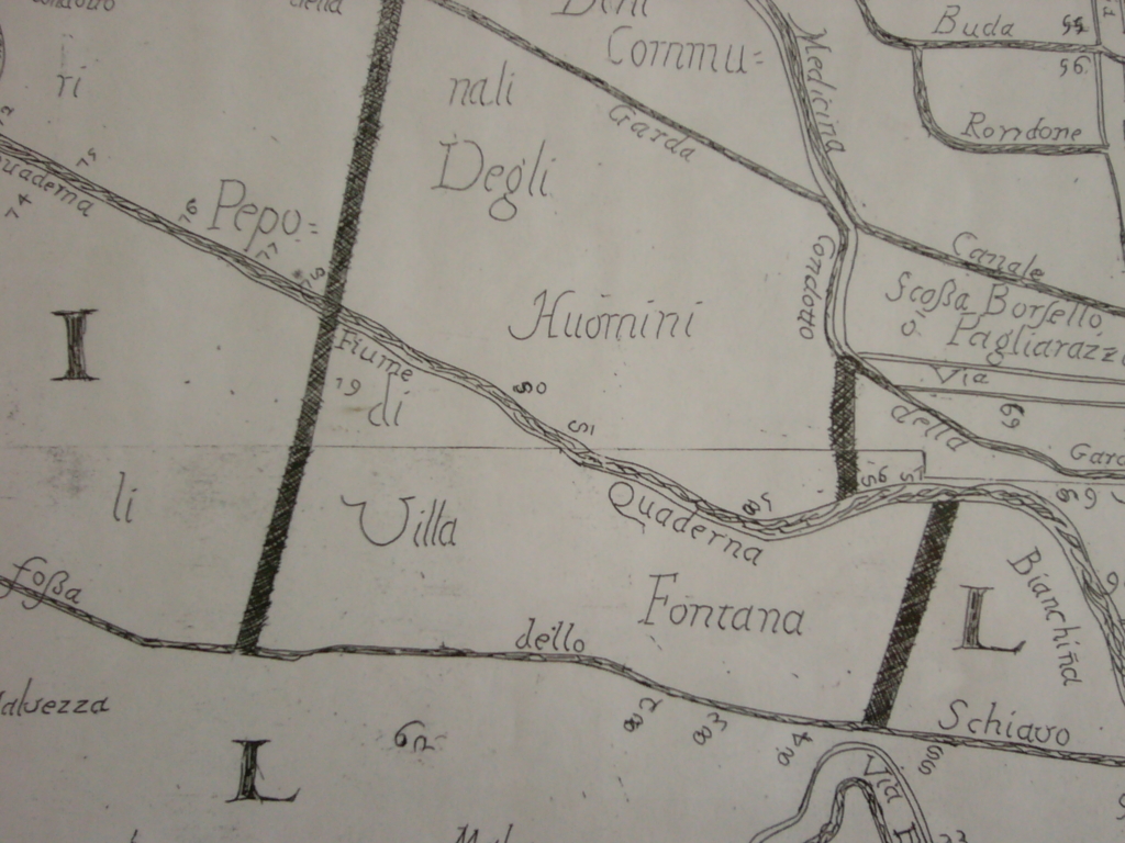 Particolare della mappa del 1700 del Perito Caldani