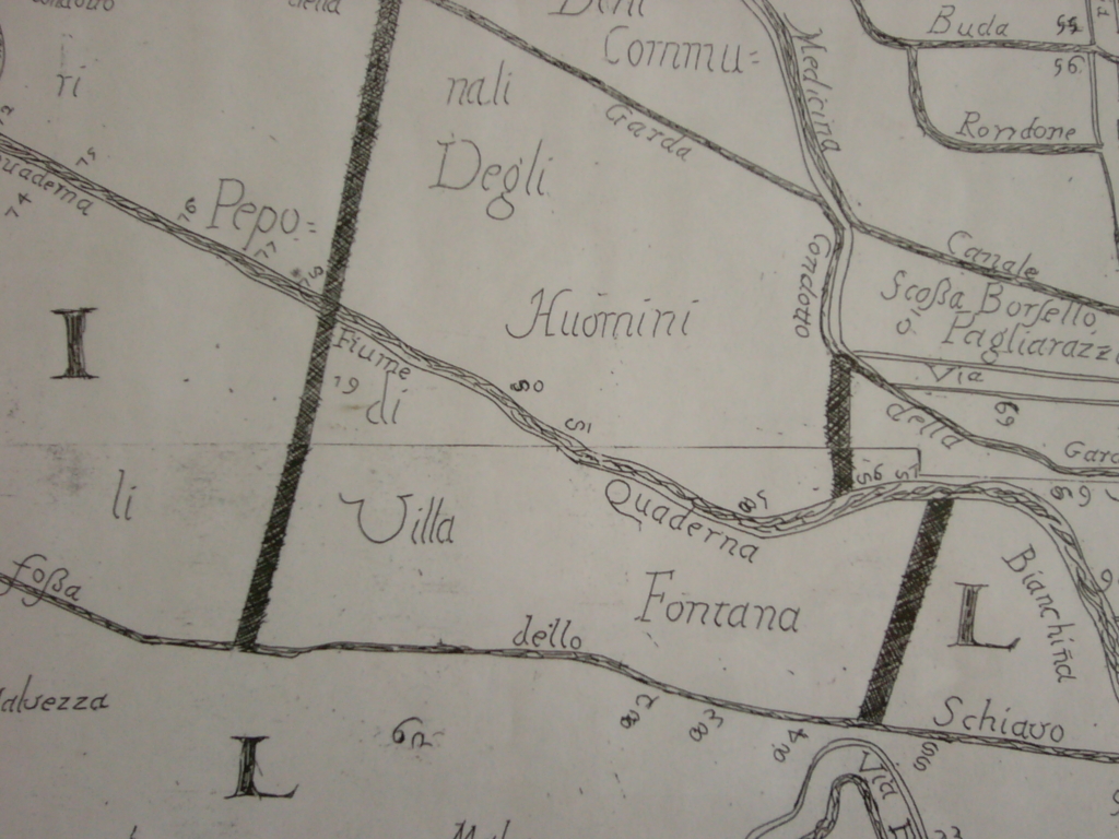 Particolare della mappa del 1700 del Perito Caldani
